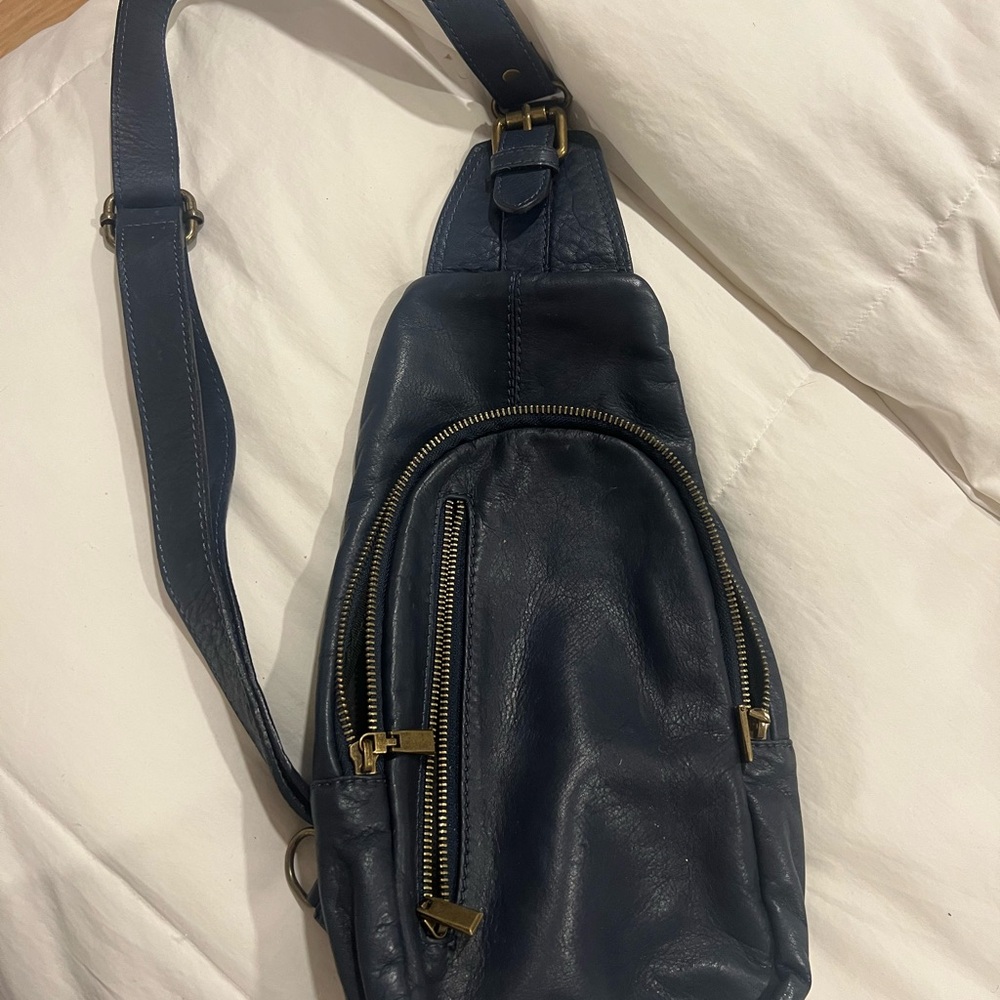 Sundance Navy Leather Crossbody Bag